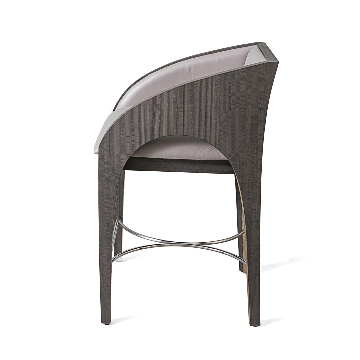 Arches Counter Stool - Grey Leather - Grats Decor Interior Design & Build Inc.