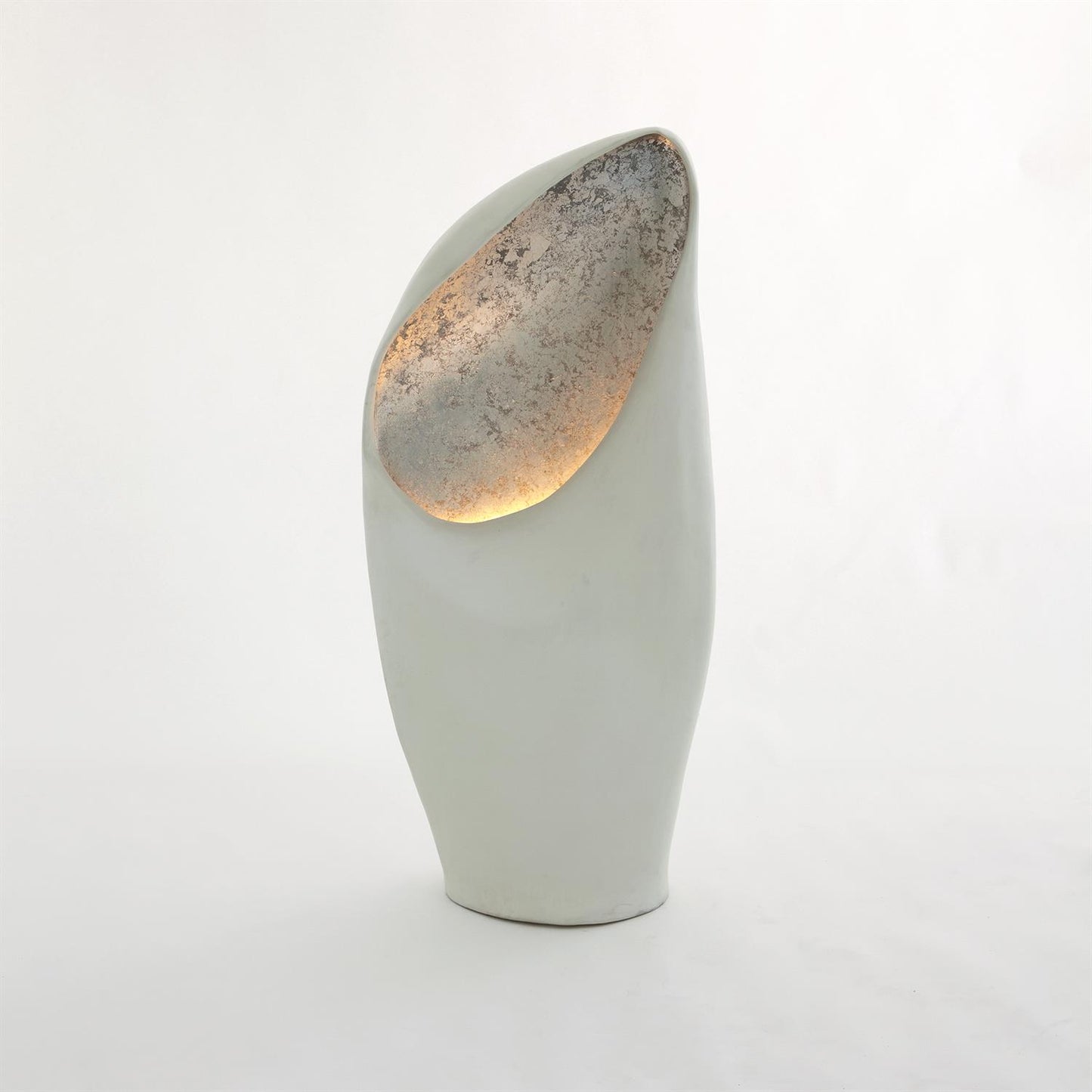 Cowl Lamp - White w/Silver Leaf - Grats Decor Interior Design & Build Inc.