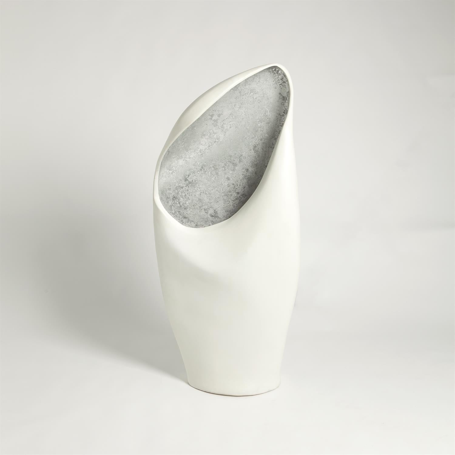 Cowl Lamp - White w/Silver Leaf - Grats Decor Interior Design & Build Inc.