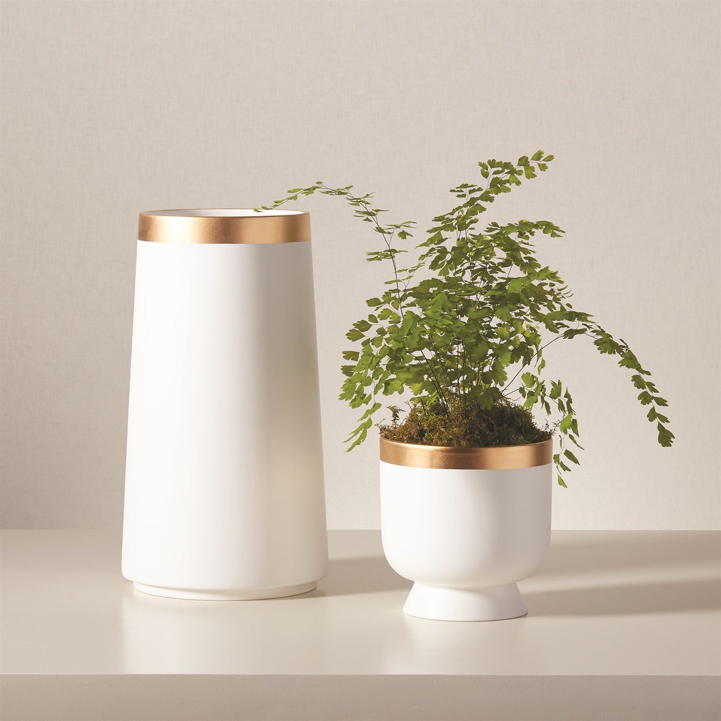 Barbara Barry Modern Gold Banded Vase - 2 sizes