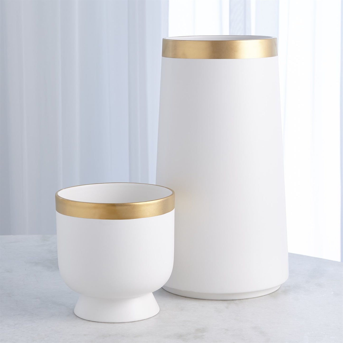 Barbara Barry Modern Gold Banded Vase - 2 sizes