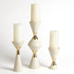 S/3 Hourglass Pillar Candleholders-Cream w/Gold