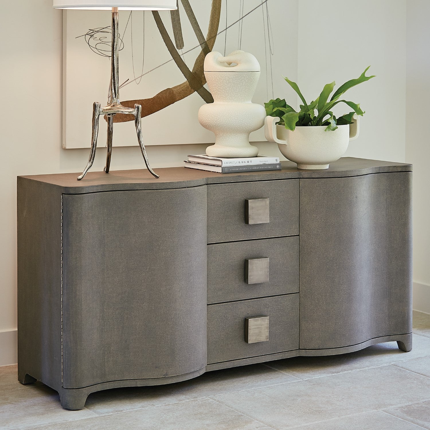 Toile 66"W Linen Credenza - Grey - Grats Decor Interior Design & Build Inc.
