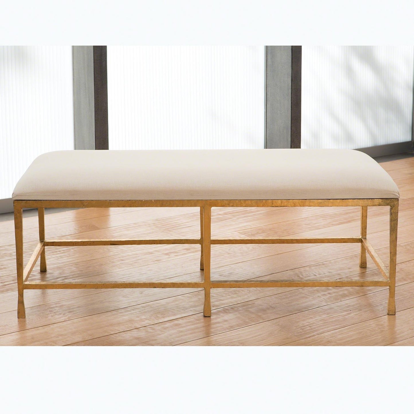 Quad Pod Bench w/Muslin Cushion - Gold Leaf - Grats Decor Interior Design & Build Inc.