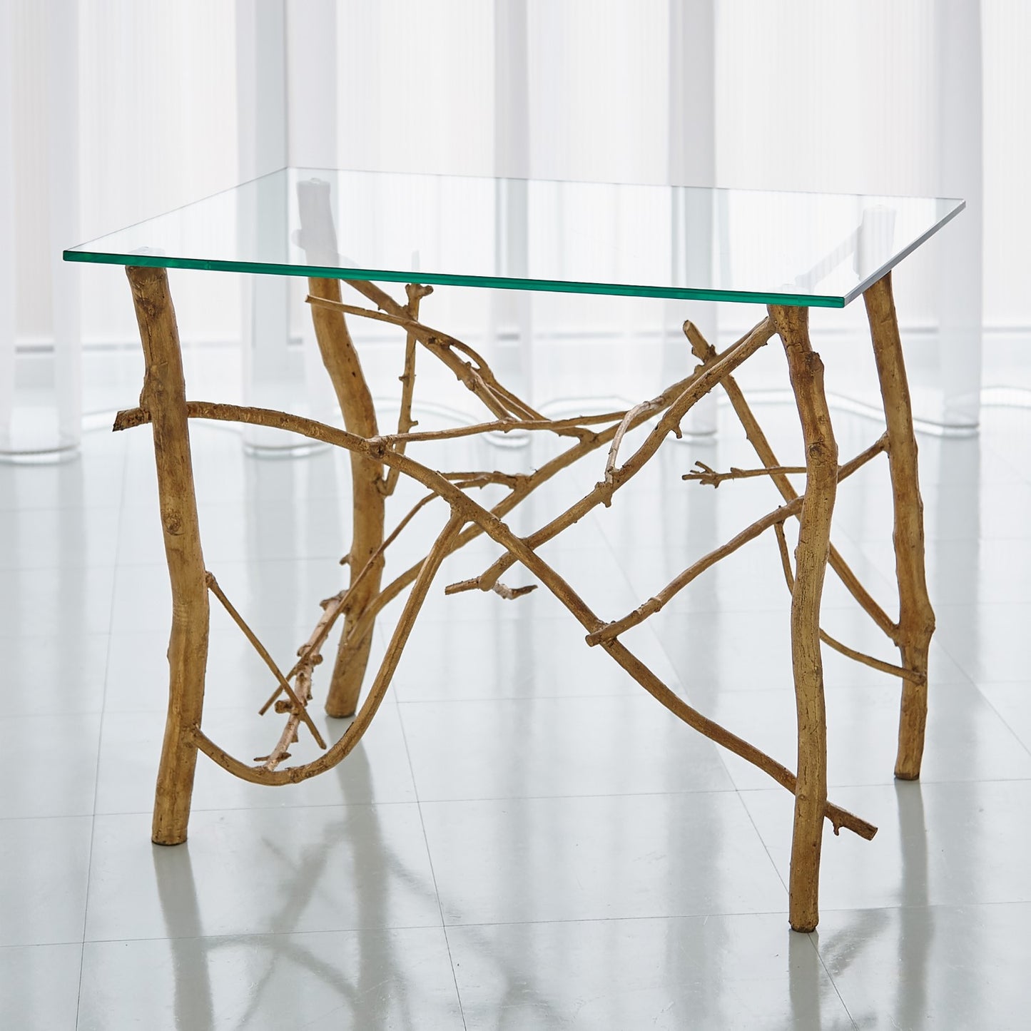 Twig End Table - Gold Leaf - Grats Decor Interior Design & Build Inc.