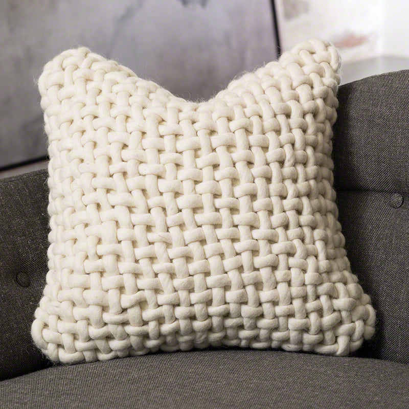 Noodle Felt 16" Pillow - Bone - Grats Decor Interior Design & Build Inc.
