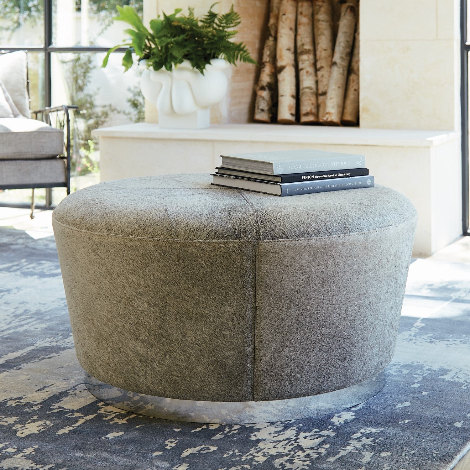 Tapered Ottoman - Hair on Hide - Grey - Grats Decor Interior Design & Build Inc.