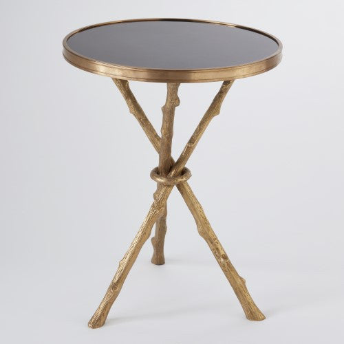 Lola 17"Dia Table - Brass & Black Granite - Grats Decor Interior Design & Build Inc.