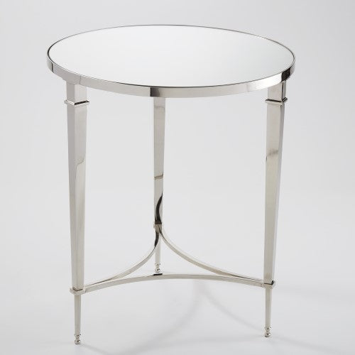 French Square Leg 22"Dia Table - Nickel - Grats Decor Interior Design & Build Inc.