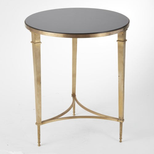 French Square Leg 22"Dia Table - Brass - Grats Decor Interior Design & Build Inc.
