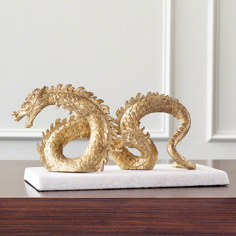 Dragon 8"H Sculpture - Gold - Grats Decor Interior Design & Build Inc.