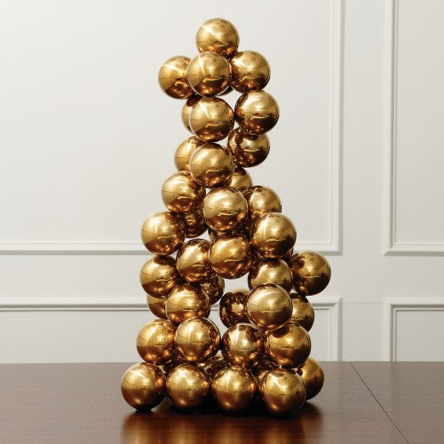 Sphere 24"H Sculpture - Brass - Grats Decor Interior Design & Build Inc.