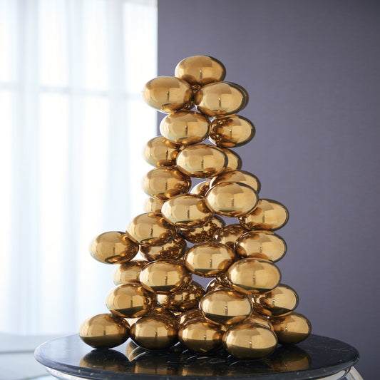 Sphere 24"H Sculpture - Brass - Grats Decor Interior Design & Build Inc.
