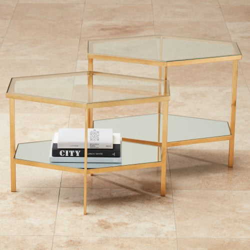 Hexagon Table - Gold Leaf - Grats Decor Interior Design & Build Inc.