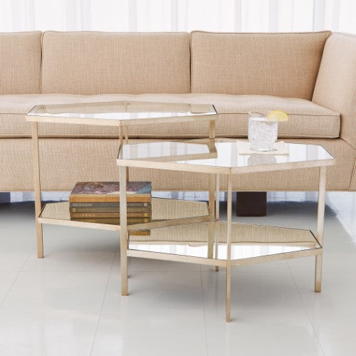 Hexagon Table - Silver Leaf - Grats Decor Interior Design & Build Inc.