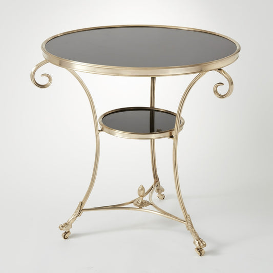 Gueridon Table - Brass/ Black Granite - Grats Decor Interior Design & Build Inc.