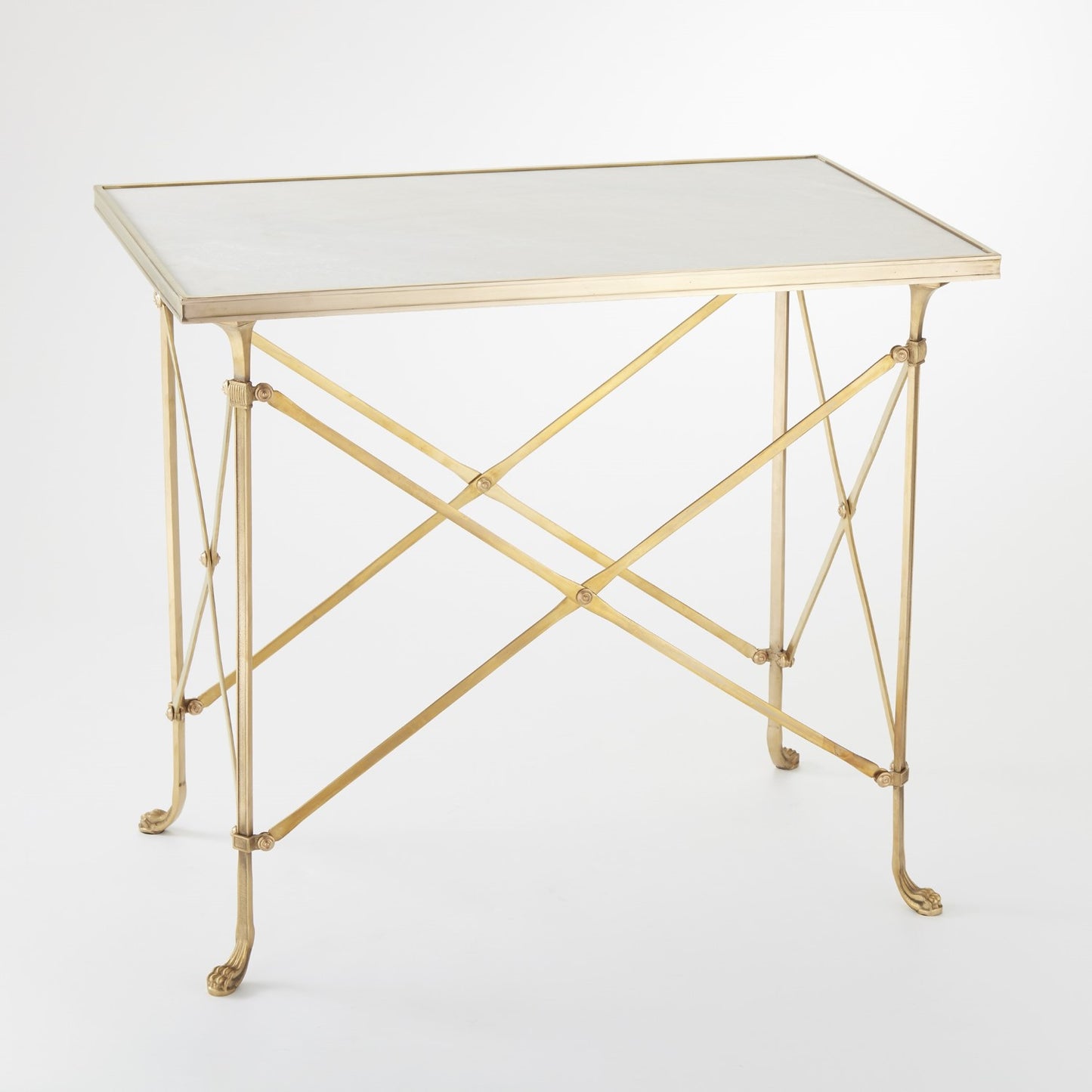 Directoire Table - Brass & White Marble - Grats Decor Interior Design & Build Inc.