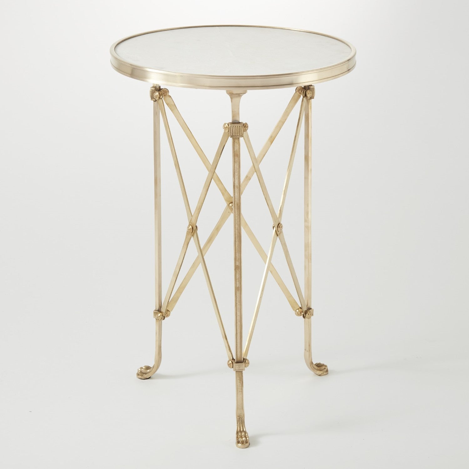 Directoire Round Table - Brass & White Marble - Grats Decor Interior Design & Build Inc.