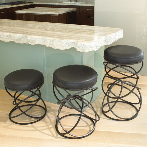 Ring Stool - Black Leather - 3 sizes - Grats Decor Interior Design & Build Inc.