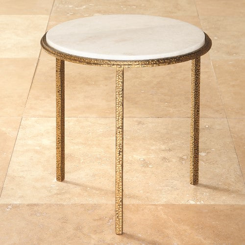 Hammered Gold 16"Dia Round Table - Grats Decor Interior Design & Build Inc.