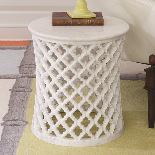 Marble Arabesque Side Table - Grats Decor Interior Design & Build Inc.