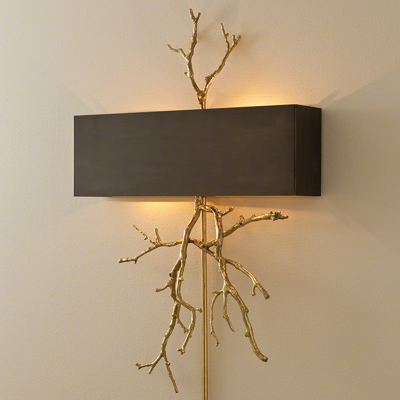 Twig Electrified Wall Sconce - Brass w/Bronze Shade - Grats Decor Interior Design & Build Inc.