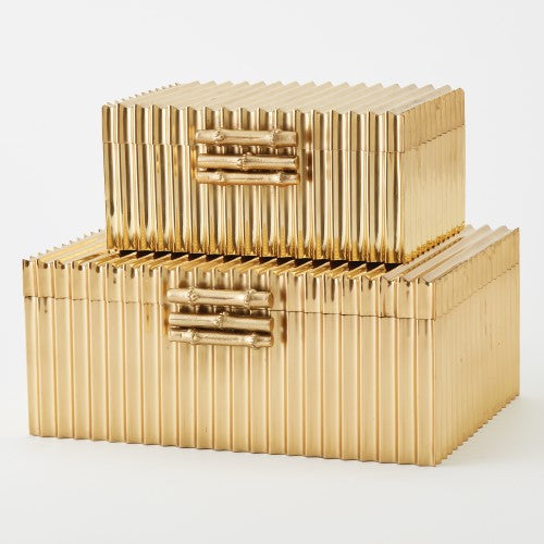 Corrugated Bamboo Box - Brass - Grats Decor Interior Design & Build Inc.