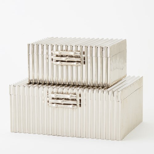 Corrugated Bamboo Box - Nickel - Grats Decor Interior Design & Build Inc.