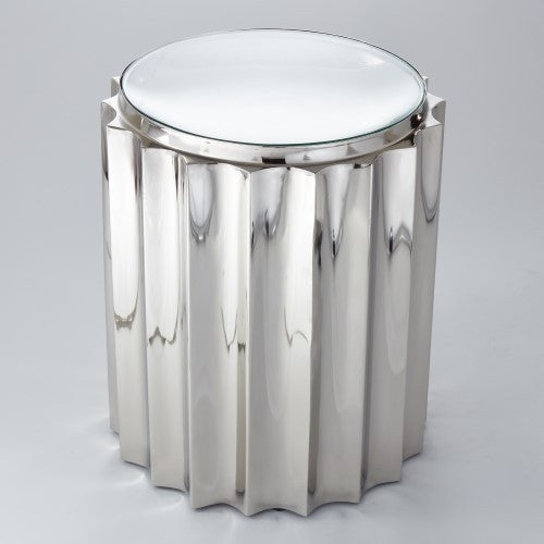 Fluted Column 18"Dia Table-Nickel - Grats Decor Interior Design & Build Inc.