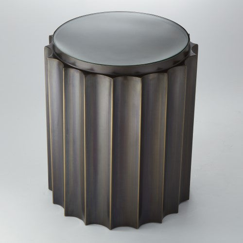 Fluted Column 18"Dia Table-Bronze - Grats Decor Interior Design & Build Inc.
