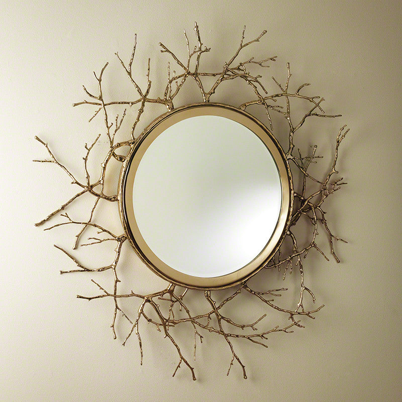 Twig 44"Dia Mirror - Brass - Grats Decor Interior Design & Build Inc.