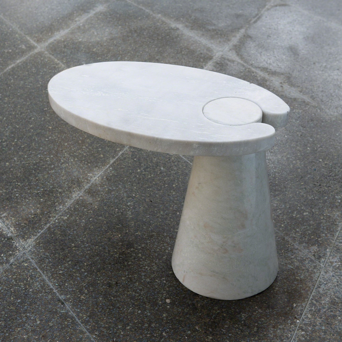 Cone Cantilever Table - White Marble - Grats Decor Interior Design & Build Inc.