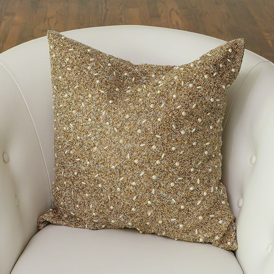 Golden Beaded 20" Pillow - Grats Decor Interior Design & Build Inc.