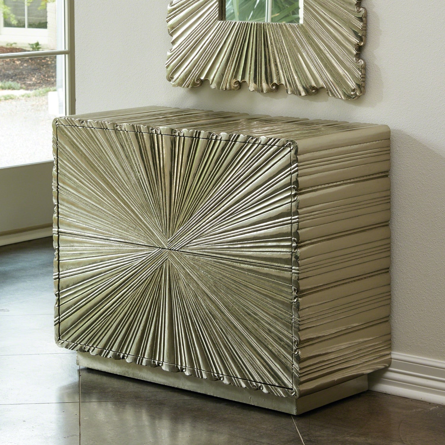 Linen Fold 2 Drawer Chest - Silver - Grats Decor Interior Design & Build Inc.