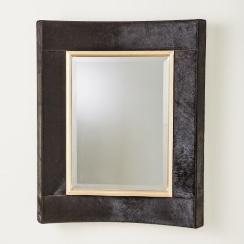 Curved Short Mirror - Black Hair-On-Hide - Grats Decor Interior Design & Build Inc.