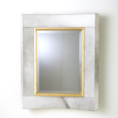 Curved Short Mirror - White Hair-On-Hide - Grats Decor Interior Design & Build Inc.
