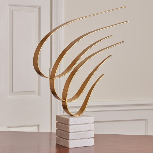 Swoosh 30" Sculpture - Gold - Grats Decor Interior Design & Build Inc.
