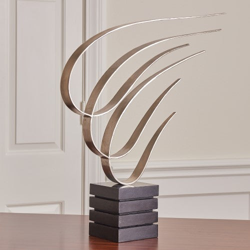 Swoosh 30" Sculpture - Nickel - Grats Decor Interior Design & Build Inc.