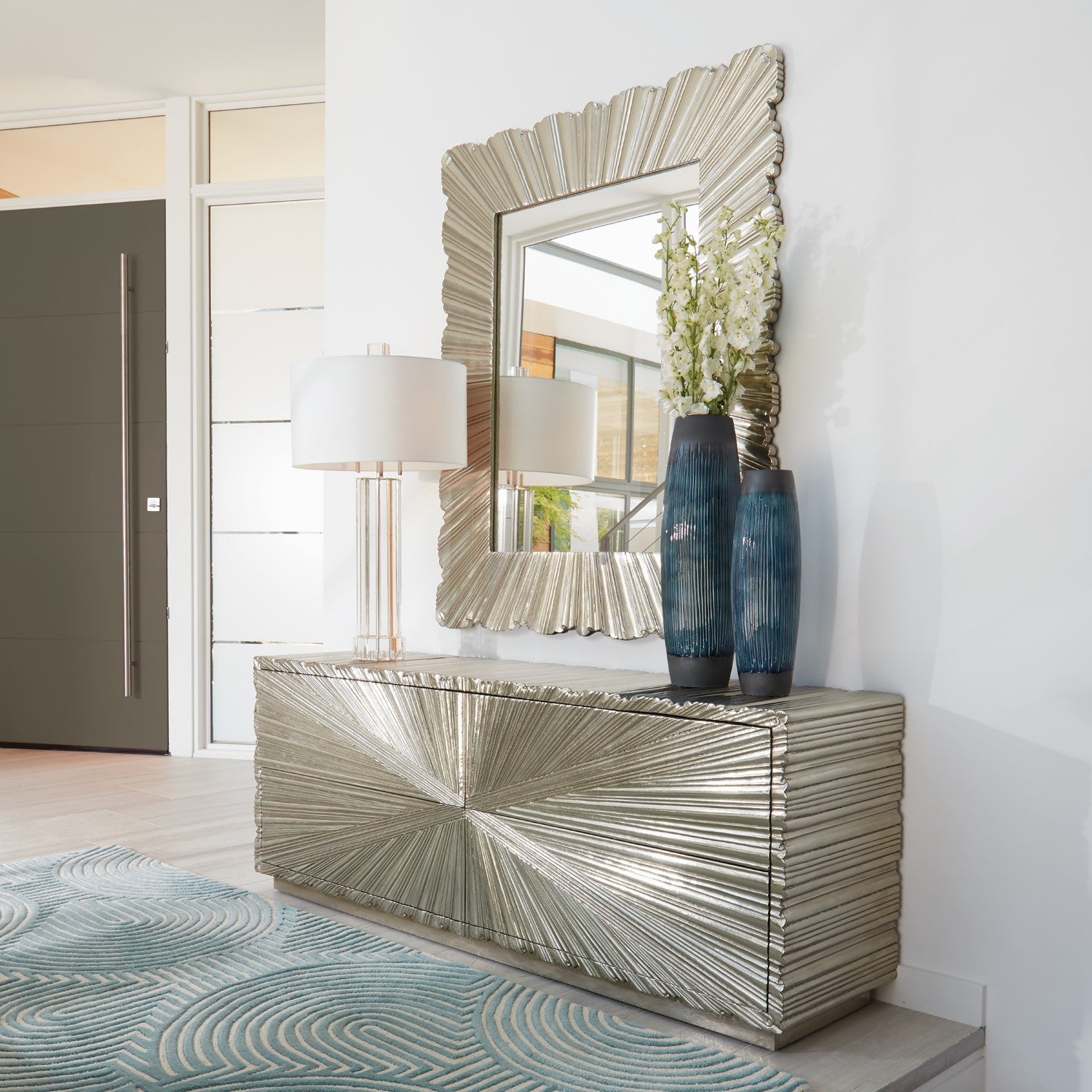 Linen Fold Cabinet - Silver - Grats Decor Interior Design & Build Inc.