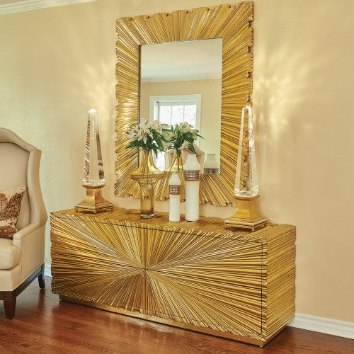 Linen Fold Mirror - 2 sizes - Brass - Grats Decor Interior Design & Build Inc.
