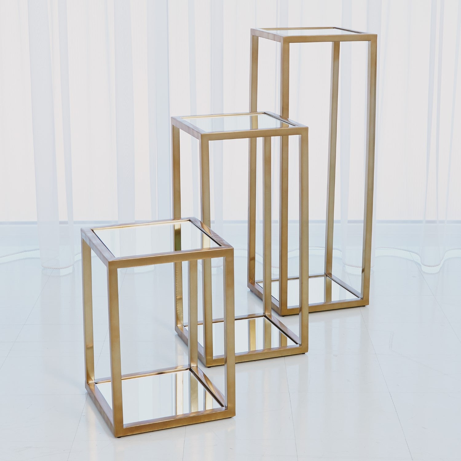 Escher Pedestal / Planter - Brass - Grats Decor Interior Design & Build Inc.