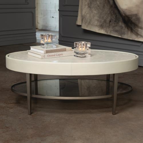 Ellipse Cocktail Table - Ivory - Grats Decor Interior Design & Build Inc.