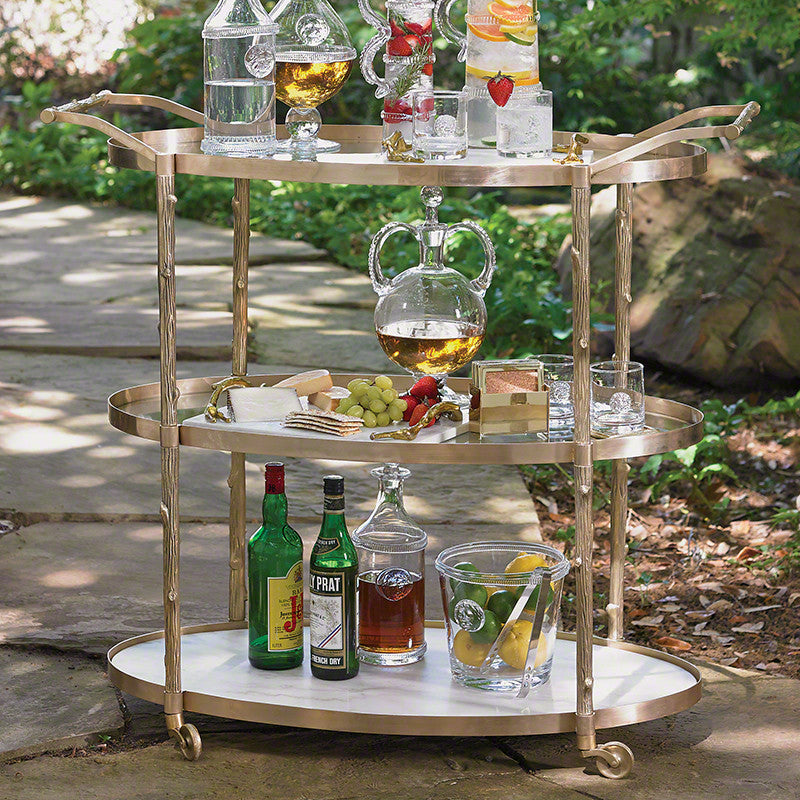 Arbor 43" x 20" Oval Bar Cart - Brass - Grats Decor Interior Design & Build Inc.