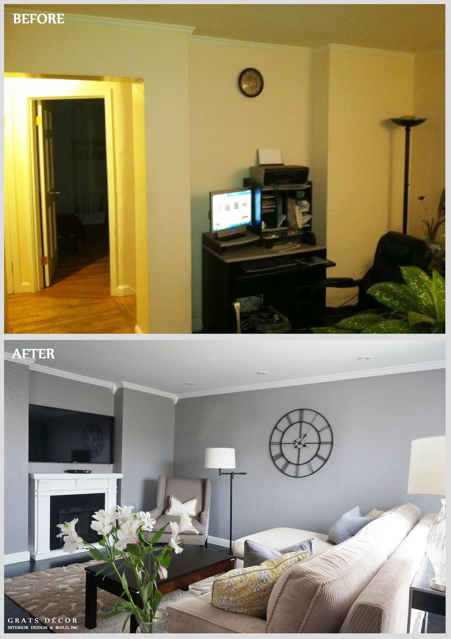 Outer Parkside Livingroom Remodel - Grats Decor Interior Design & Build Inc.