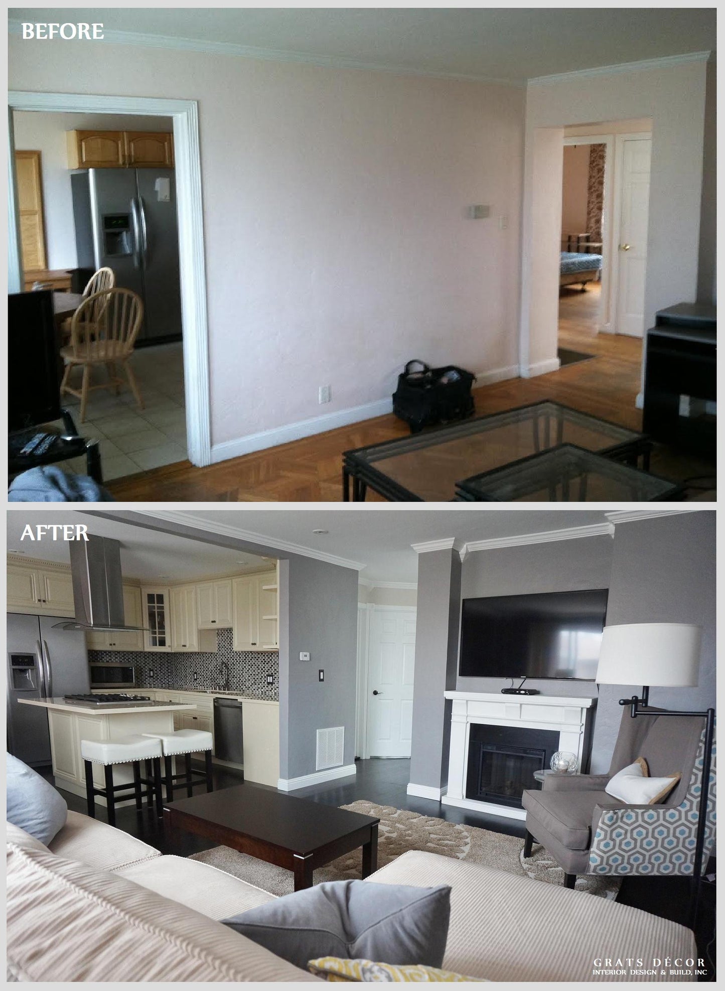 Outer Parkside Livingroom Remodel - Grats Decor Interior Design & Build Inc.