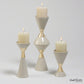 S/3 Hourglass Pillar Candleholders-Cream w/Gold - Grats Decor Interior Design & Build Inc.