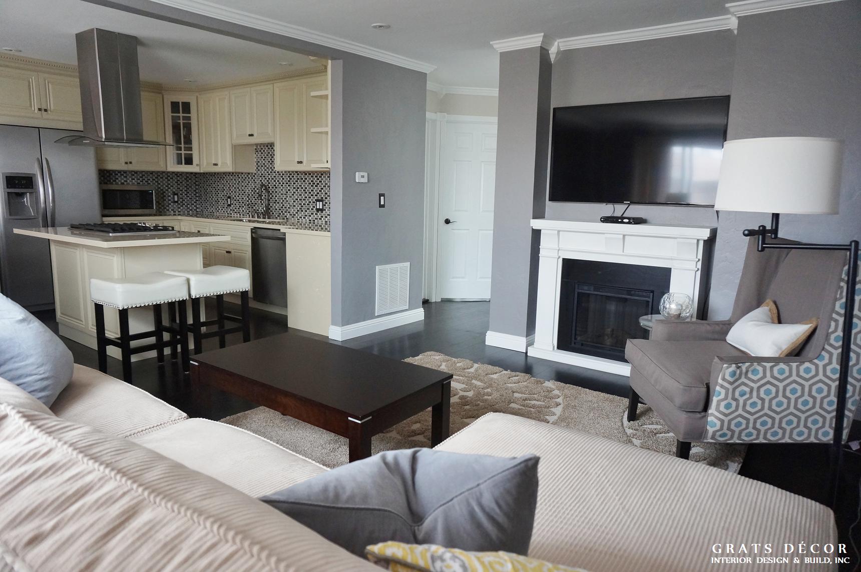 Outer Parkside Livingroom Remodel - Grats Decor Interior Design & Build Inc.