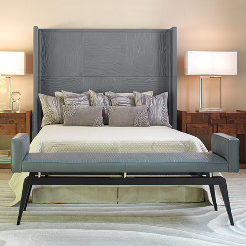 Faux Bois 67" Leather Bench - Grey - Grats Decor Interior Design & Build Inc.