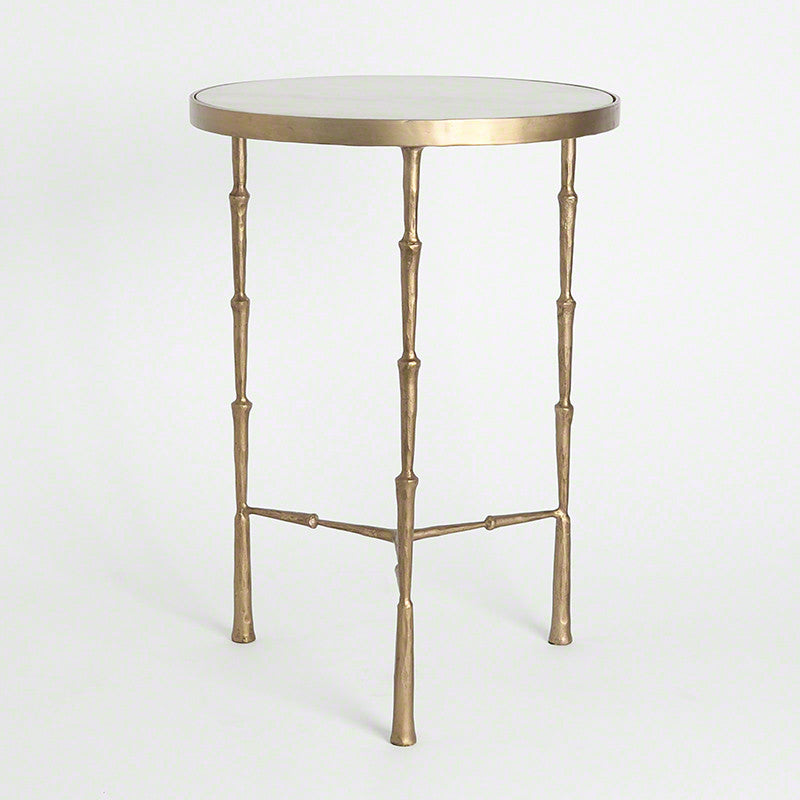 Spike Accent 17"Dia Table - White Marble - Grats Decor Interior Design & Build Inc.