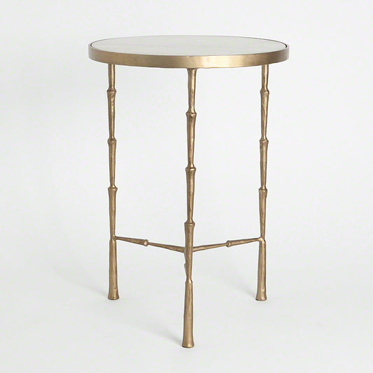 Spike Accent 17"Dia Table - White Marble - Grats Decor Interior Design & Build Inc.